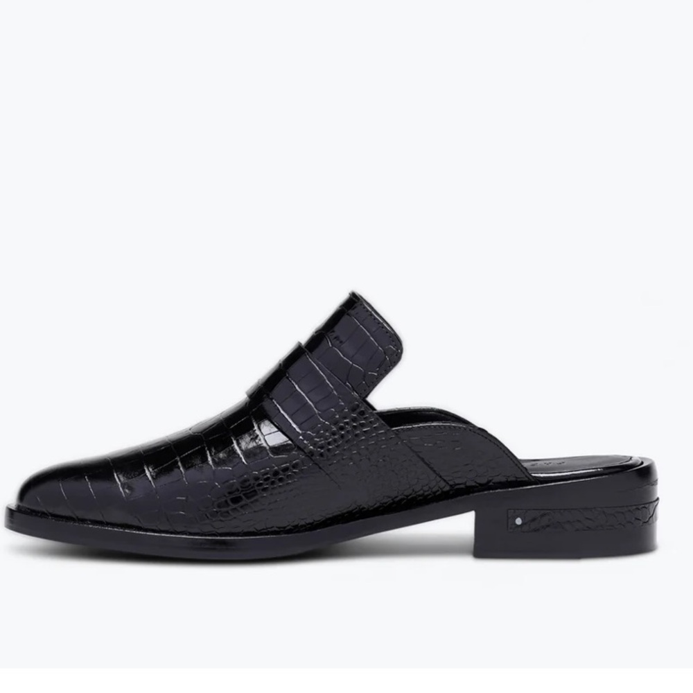Freda Salvador Black Croc-Embossed Mules - Picture 3 of 9